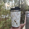 Flower-and-bird art ceramic inner liner coffee cup with high appearance level, portable stainless steel insulated and cold-water cup for both men and women details Picture